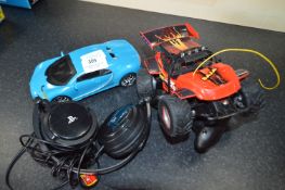 Two Remote Control Vehicle and Play Station Headph