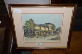 Framed Coloured Ink Drawing - Sloppy Joe's Quay We