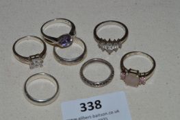 Collection of Seven Sterling Silver Costume Rings