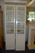 White Laminate Six Height Bookcase with Glazed Doo