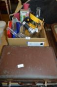 Box and Suitcase Containing Large Torch, Tape Disp