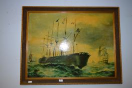 Large Framed Print - Paddle Steamer and Sailing Sh
