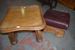 Oak Coffee Table on Carved Legs and an Oak Based P