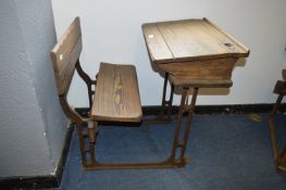 Victorian Cast Iron and Pitch Pine School Desk