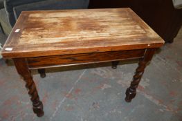 Oak Fold Over Top Dining Table on Barley Twist Leg