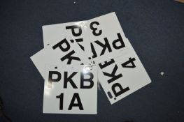 Five Enameled Metal Numbered Signs - PKB 1A to 4