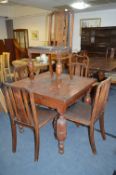 1930's Oak Drawer Leaf Dining Table on Bulbous Leg