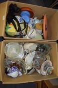 Two Large Boxes Containing Pyrex, Storage Jars, Bi