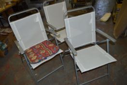 Set of Three Grey Metal Garden Chairs