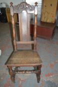 18th Century Carved Oak Highback Hall Chair
