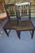Pair of Black Ash Slatback Dining Chairs