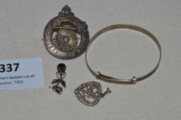 Silver Military Brooch, Bangle, etc.
