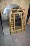Cane Framed Wall Mirror and a Dressing Table Mirro