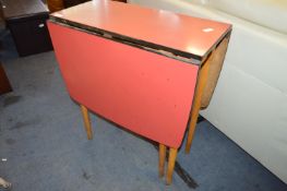 Red Formica Topped Drop Leaf Kitchen Table