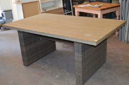Light Brown Outdoor Garden Table on Wicker Base 170x100cm