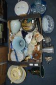 Box of Pottery and Glassware; Teapots, Jugs, Wade