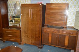 1930's Oak Bedroom Suite; Wardrobe, Dressing Table