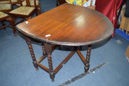 Oak Oval Topped Drop Leaf Gate Leg Dining Table on