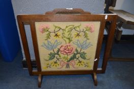 Oak Framed Needlework Tapestry Firescreen