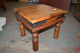 Indian Teak Wood Metal Bound Side Table