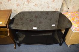Black Glass Two Tier TV Unit