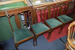 Set of Four 1930's Walnut Dining Chairs on Cabriol