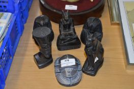 Collection of Six Carved Stone Egyptian Figures