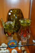 Murano Glass Vase and a Large Green Glass Vase