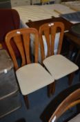 Pair of Walnut Effect Slatback Dining Chairs