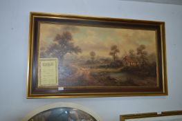 German Oil Painting on Canvas - Country Farming Sc