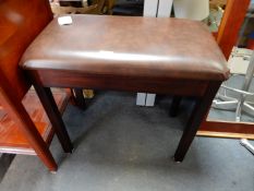 Dark Walnut Piano Stool with Vinyl Upholstered Lid