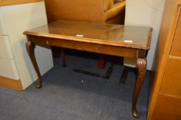 Walnut Coffee Table with Glass Inlet Top and Carve