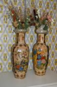 Pair of Chinese Decorative Vases with Artificial F