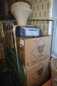 Cage Lot; Christmas Decorations, Printer, Magazine