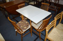 White Formica Topped Kitchen Table with Four Stick