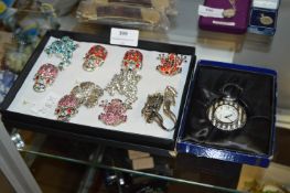 Selection of Bling Rings and a Pocket Watch