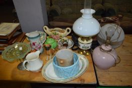 Pottery, Glassware, Meat Plates, Table Lamps, Ceil