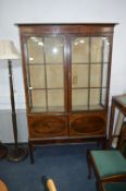 Edwardian Walnut Cased Tall Display Cabinet with P