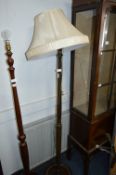 Walnut Turned Wood Standard Lamp with Shade