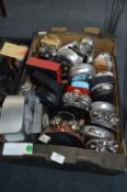 Box Containing a Quantity of Various Mantel Clocks