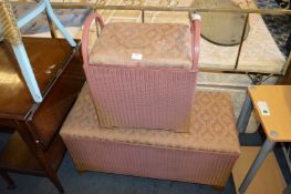 Lloyd Loom Pink Ottoman and Linen Basket