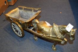 Heavy Brass Shire Horse with Cart