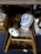 Box Containing Blue & White Vase, Anniversary Cloc