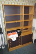 Light Oak Effect Shelved Back Wall Unit