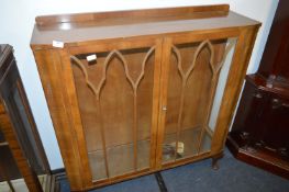 Walnut Veneered Two Door Display Cabinet
