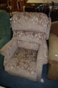 Brown Floral Patterned Electric Reclining Armchair