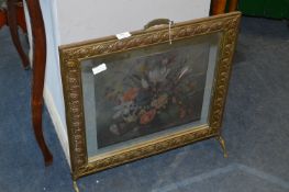 Brass Framed Mirrored Print Fire Screen