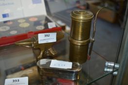 Vintage Morphine Syringe, Small Brass Anvil, etc.