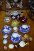 Glassware and Pottery, Vases, Candlesticks, Blue &