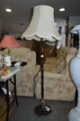 Turned Wood Standard Lamp with Shade